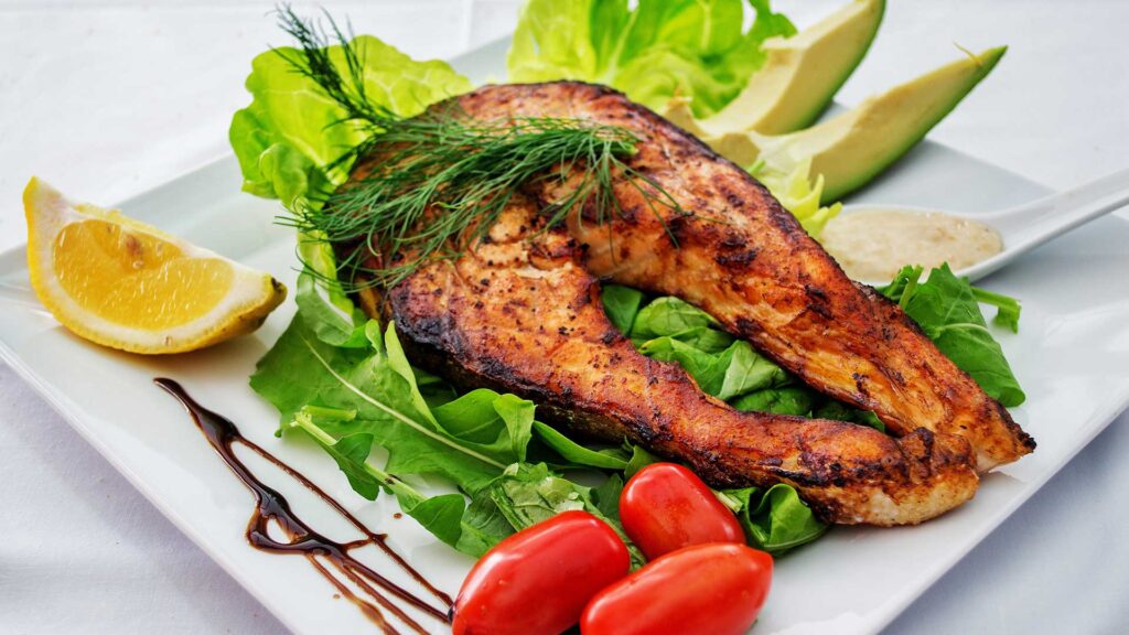 Grilled Fish with Avocado Salad food 3 free img